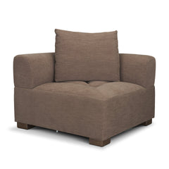 Warner Channel Brown 3-Piece Long Sofa Set with Small Corner Piece with Back Cushions - Ornate Home
