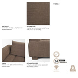 Warner Channel Brown 3-Piece Long Sofa Set with Small Corner Piece with Back Cushions