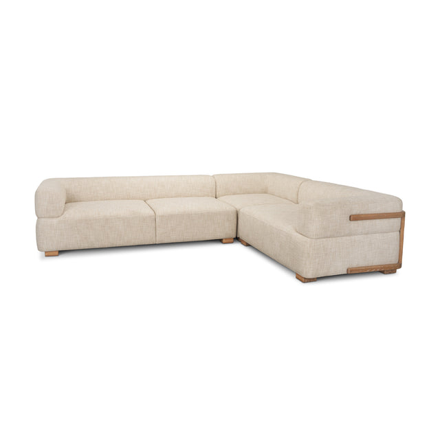 Warner Frame Beige 3-Piece Long Left Arm Sofa Set with Small Corner Piece - Ornate Home