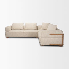 Warner Frame Beige 3-Piece Long Left Arm Sofa Set with Small Corner Piece with Back Cushions - Ornate Home