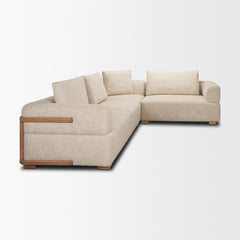 Warner Frame Beige 3-Piece Long Left Arm Sofa Set with Small Corner Piece with Back Cushions - Ornate Home