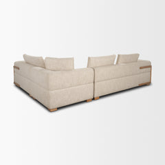 Warner Frame Beige 3-Piece Long Left Arm Sofa Set with Small Corner Piece with Back Cushions - Ornate Home