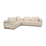 Warner Frame Beige 3-Piece Long Right Arm Sofa Set with Small Corner Piece with Back Cushions - Ornate Home