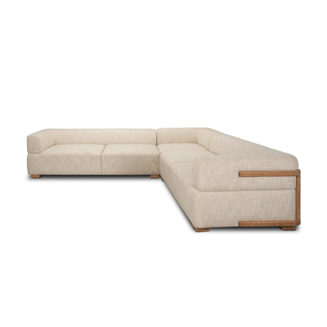 Warner Frame Beige 3-Piece Long Sofa Set with Small Corner Piece - Ornate Home