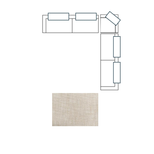 Warner Frame Beige 3-Piece Long Sofa Set with Small Corner Piece with Back Cushions - Ornate Home