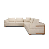 Warner Frame Beige 3-Piece Long Sofa Set with Small Corner Piece with Back Cushions - Ornate Home