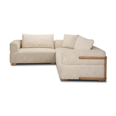 Warner Frame Beige 3-Piece Standard Sofa Set with Small Corner Piece with Back Cushions - Ornate Home