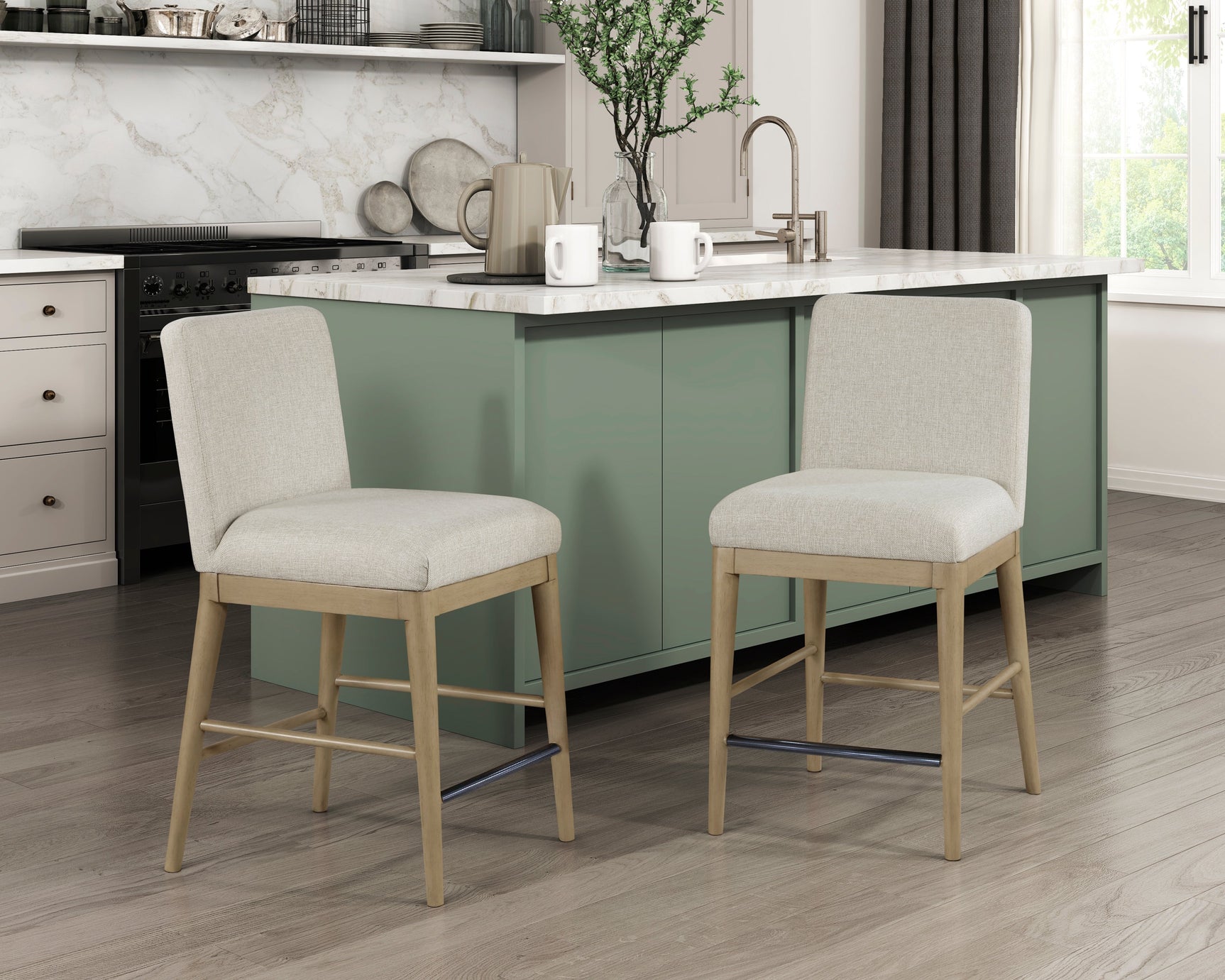 Warner Natural/Beige Counter Height Chair (Set of 2) - Ornate Home