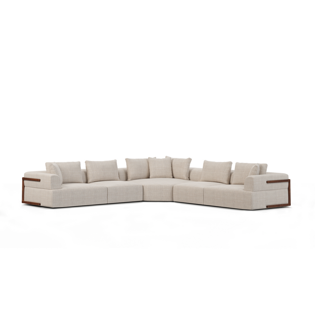 Warner Oatmeal 3-Piece Long Sofa Set with Corner Piece - Ornate Home