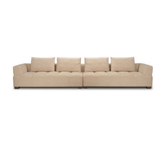 Warner Quilt Beige 2-Piece Long Sofa Set with Back Cushions - Ornate Home