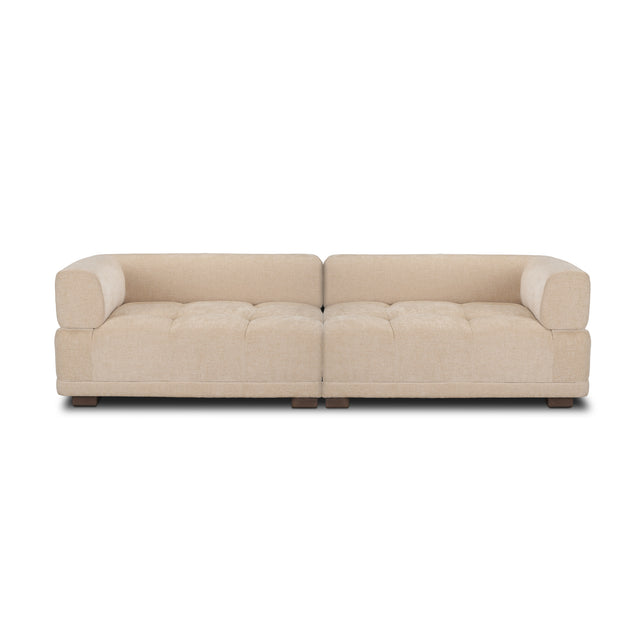 Warner Quilt Beige 2-Piece Sofa Set - Ornate Home