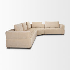 Warner Quilt Beige 3-Piece Long Left Arm Sofa Set with Corner Piece with Back Cushions - Ornate Home