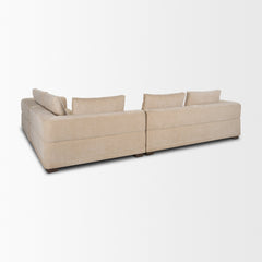 Warner Quilt Beige 3-Piece Long Left Arm Sofa Set with Corner Piece with Back Cushions - Ornate Home