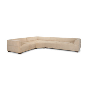 Warner Quilt Beige 3-Piece Long Right Arm Sofa Set with Corner Piece - Ornate Home