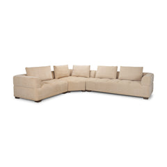 Warner Quilt Beige 3-Piece Long Right Arm Sofa Set with Corner Piece with Back Cushions - Ornate Home