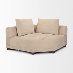 Warner Quilt Beige 3-Piece Long Sofa Set with Corner Piece with Back Cushions - Ornate Home