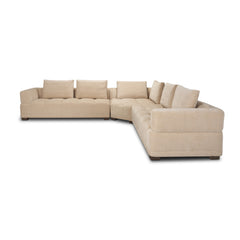 Warner Quilt Beige 3-Piece Long Sofa Set with Corner Piece with Back Cushions - Ornate Home