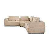 Warner Quilt Beige 3-Piece Standard Sofa Set with Corner Piece with Back Cushions - Ornate Home