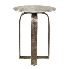 Warner Silver/White Indoor-Outdoor Side Table - Ornate Home