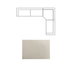 Warner Stripe Beige 3-Piece Long Left Arm Sofa Set with Corner Piece