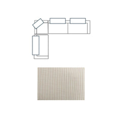 Warner Stripe Beige 3-Piece Long Right Arm Sofa Set with Small Corner Piece with Back Cushions - Ornate Home