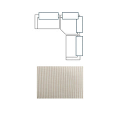 Warner Stripe Beige 3-Piece Standard Sofa Set with Corner Piece with Back Cushions
