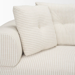Warner Stripe Beige 3-Piece Standard Sofa Set with Corner Piece with Back Cushions - Ornate Home