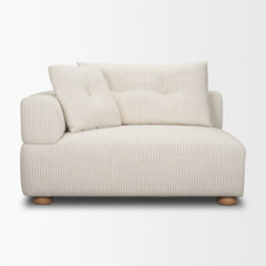 Warner Stripe Beige 3-Piece Standard Sofa Set with Corner Piece with Back Cushions - Ornate Home