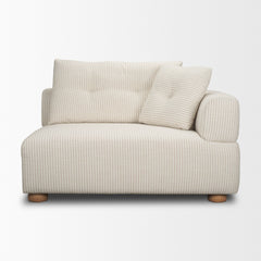 Warner Stripe Beige 3-Piece Standard Sofa Set with Corner Piece with Back Cushions - Ornate Home