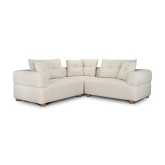 Warner Stripe Beige 3-Piece Standard Sofa Set with Small Corner Piece with Back Cushions - Ornate Home