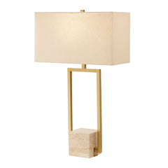 Warrick Brass Modern Travertine Table Lamp - Ornate Home