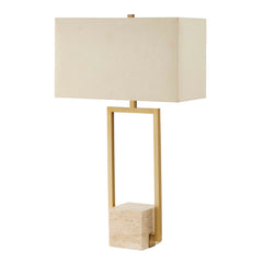Warrick Brass Modern Travertine Table Lamp - Ornate Home
