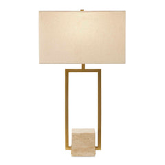 Warrick Brass Modern Travertine Table Lamp - Ornate Home