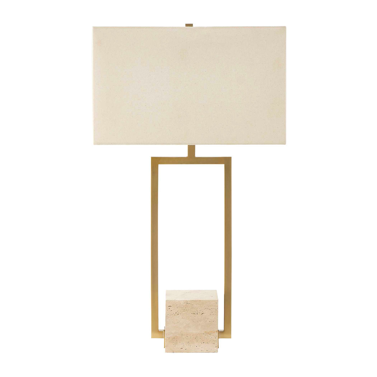 Warrick Brass Modern Travertine Table Lamp - Ornate Home