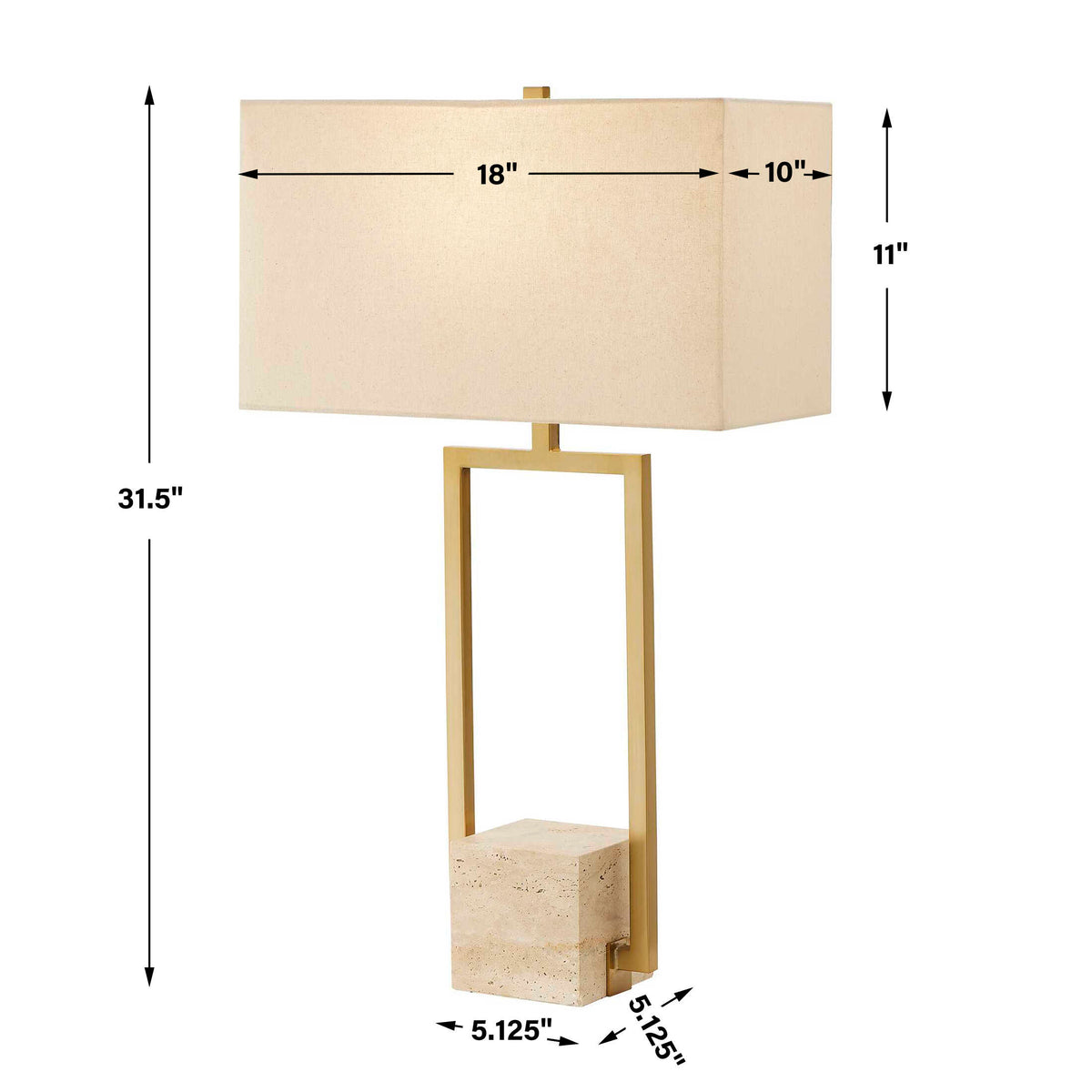 Warrick Brass Modern Travertine Table Lamp - Ornate Home
