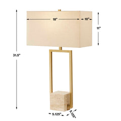 Warrick Brass Modern Travertine Table Lamp - Ornate Home