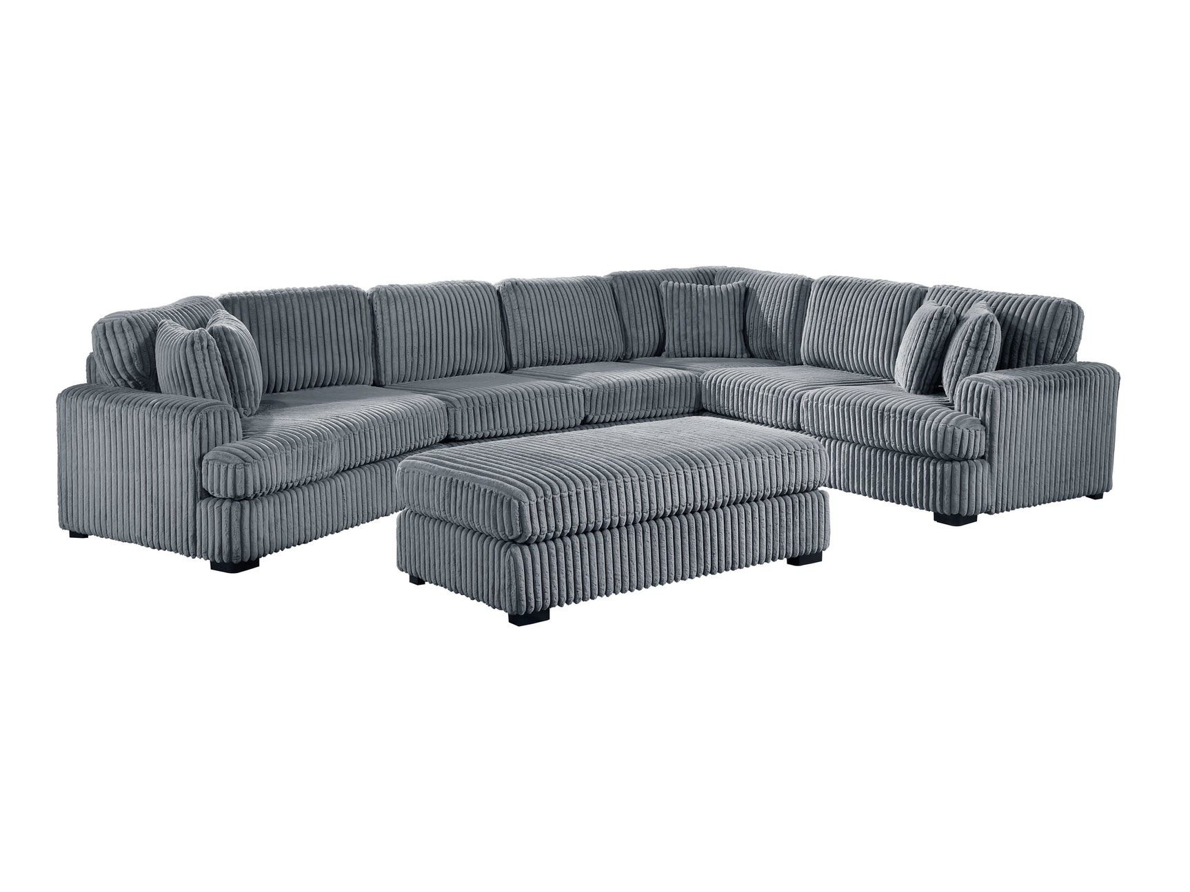 Warwick Gray 5-Piece Sectional with Left Cuddler and Ottoman - Ornate Home