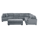 Warwick Gray 5-Piece Sectional with Left Cuddler and Ottoman - Ornate Home