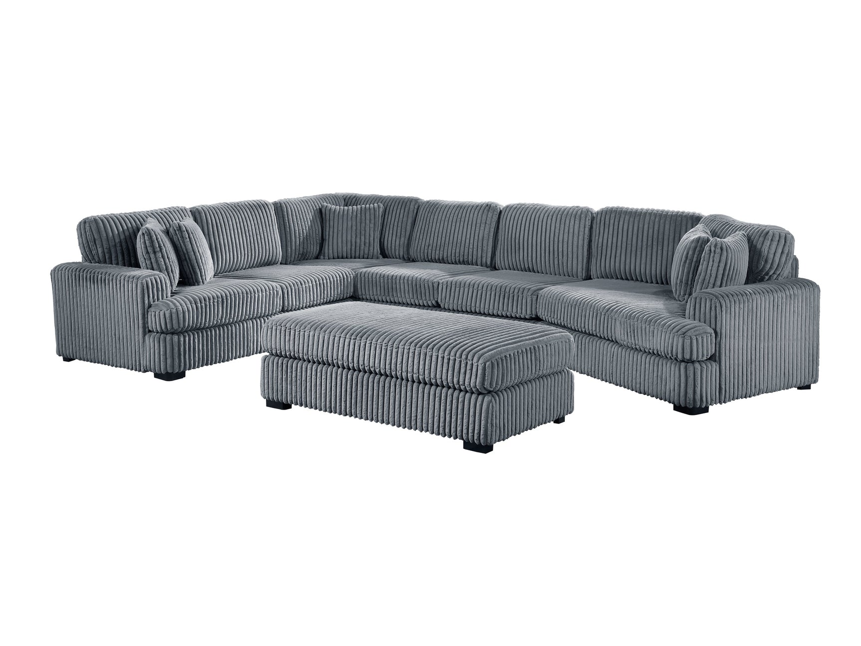 Warwick Gray 5-Piece Sectional with Right Cuddler and Ottoman - Ornate Home