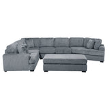 Warwick Gray 5-Piece Sectional with Right Cuddler and Ottoman - Ornate Home