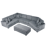 Warwick Gray 5-Piece Sectional with Right Cuddler and Ottoman - Ornate Home