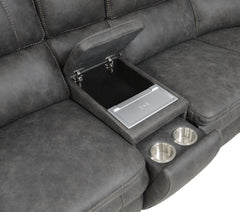 Wasatch Iron Fabric 6-Pc Power Reclining Sectional with 2 Power Recliners - Ornate Home