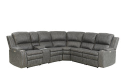 Wasatch Iron Fabric 6-Pc Power Reclining Sectional with 2 Power Recliners - Ornate Home