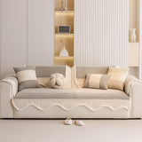 Washable Sofa Throw Pad, Non-Slip Sofa Mat Cozy Couch Slipcover with Soft Furry Trim - Ornate Home