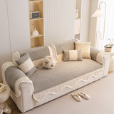 Washable Sofa Throw Pad, Non-Slip Sofa Mat Cozy Couch Slipcover with Soft Furry Trim - Ornate Home