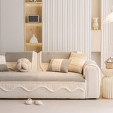 Washable Sofa Throw Pad, Non-Slip Sofa Mat Cozy Couch Slipcover with Soft Furry Trim - Ornate Home