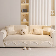 Washable Sofa Throw Pad, Non-Slip Sofa Mat Cozy Couch Slipcover with Soft Furry Trim - Ornate Home