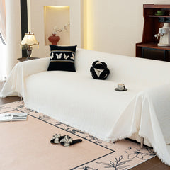 Washable Textured Sofa Cover Throw for Pets, Dogs Furniture Protector with Tassels - Ornate Home