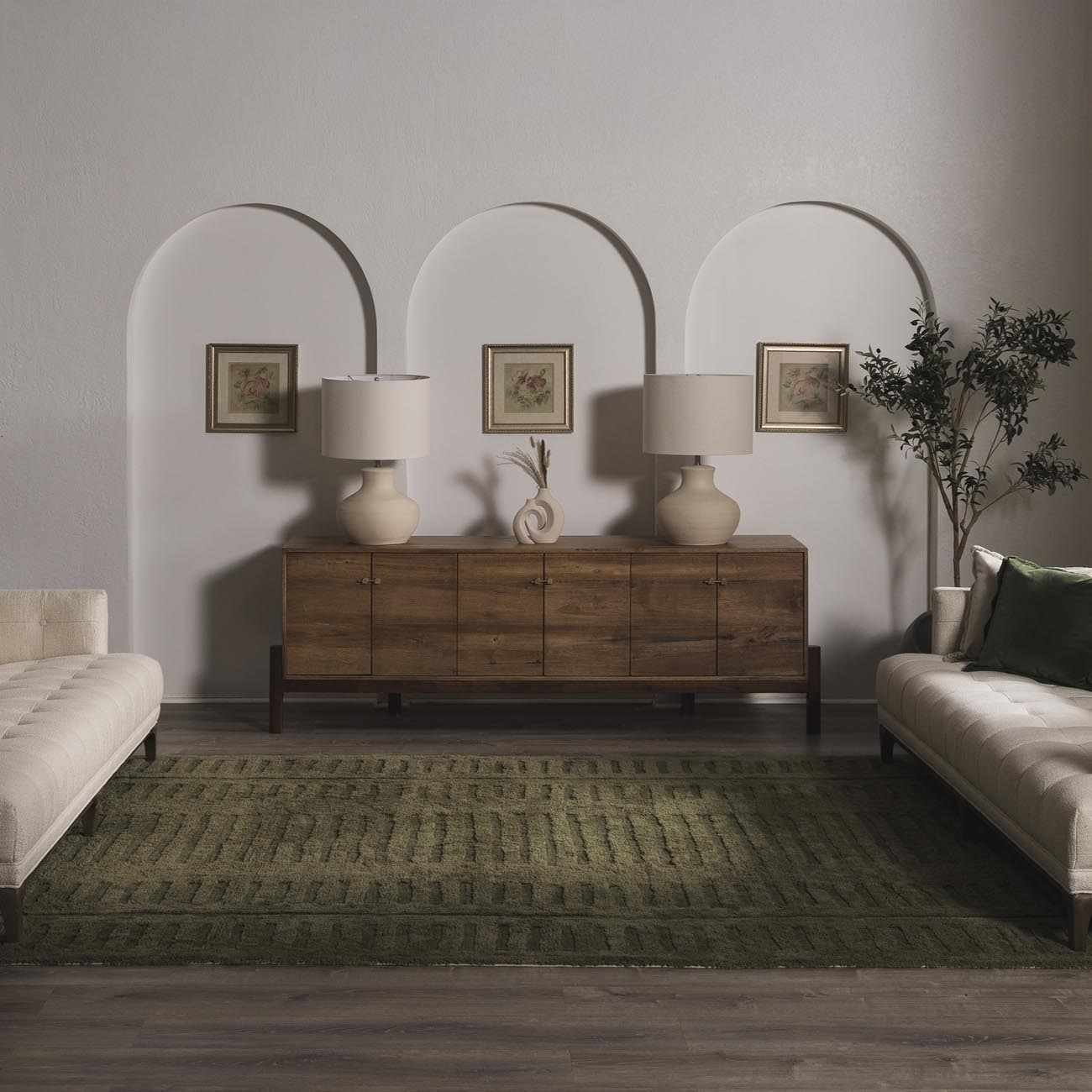 Washable Wool Rug - Green - Ornate Home