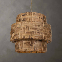 Water Hyacinth Brass 4 Light Woven Pendant - Ornate Home